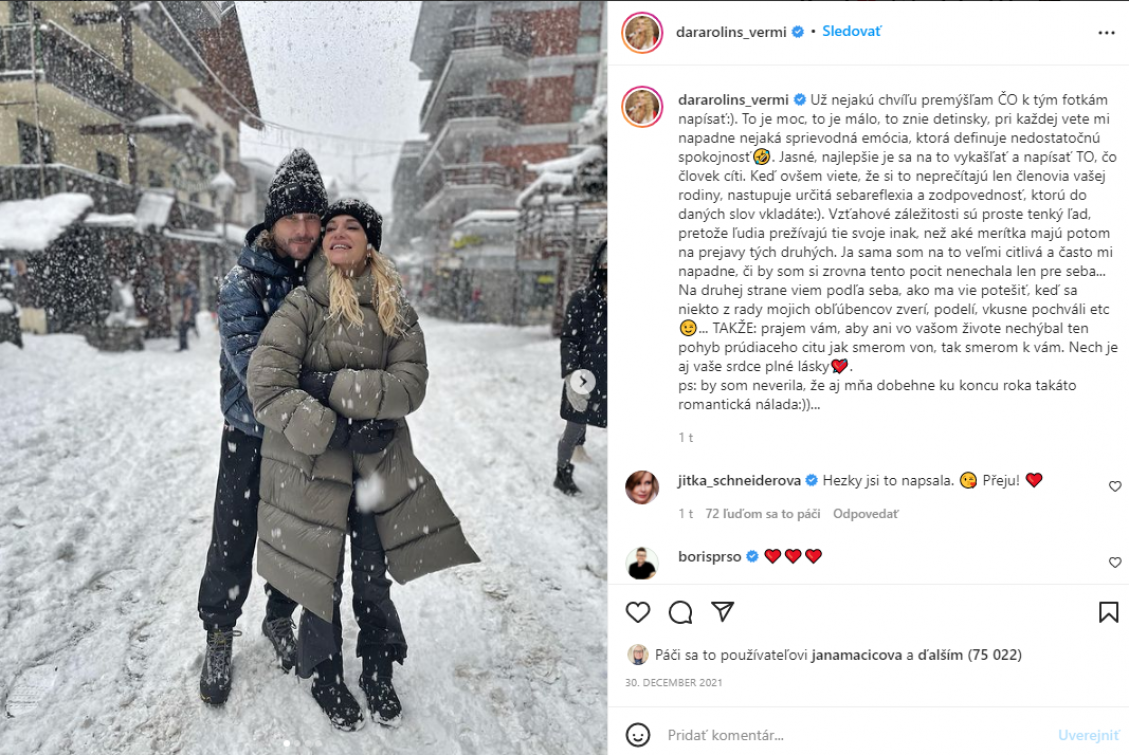 Dara na svojej instagramovej fanúšikovskej stránke so svojimi obdivovateľmi delí o svoje šťastie