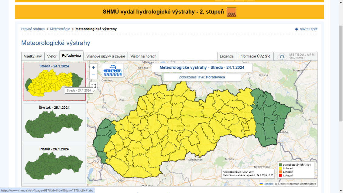 Výstrahy platili len pre dnešok, zajtra už by sa podľa meteorológov mala situácia upokojiť.